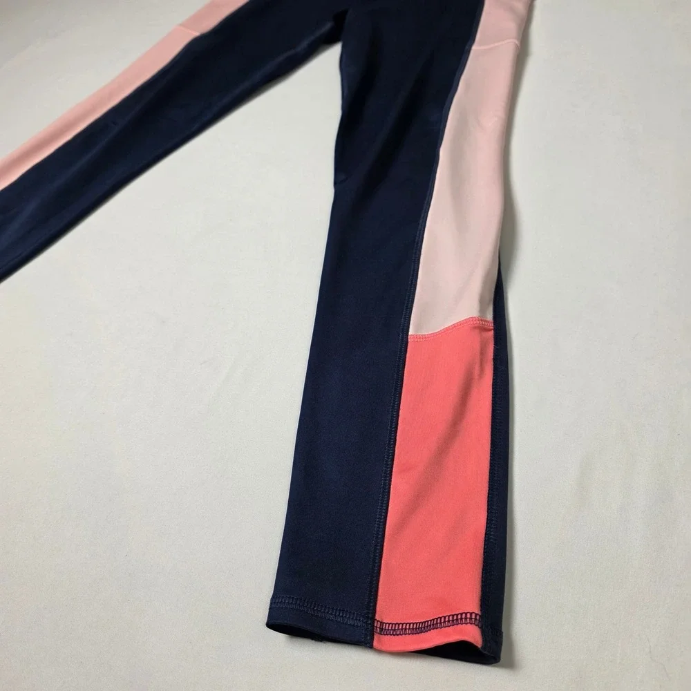 Athletic Works Leggings Girls XXL‎ 18 Navy Pink Colorblock with Side Pockets